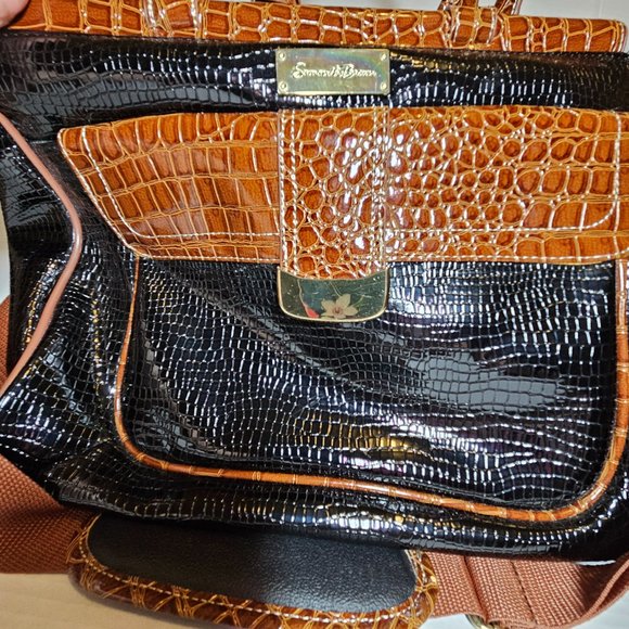 Samantha Brown black Crocodile Embossed Dowel Travel Carry on Trolley Sleeve - Picture 3 of 14